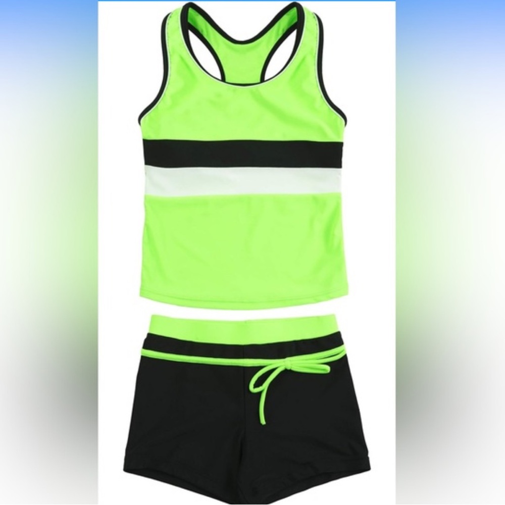 Little Girls' Summer Two Piece Boyshort Tankini Kids Swimsuit NWT 8-9y